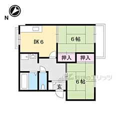 メゾンファミールＡ棟 2階2DKの間取り