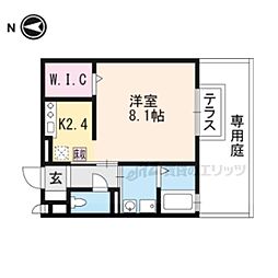 JR東海道・山陽本線 石山駅 徒歩21分の賃貸アパート 1階1Kの間取り
