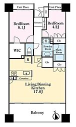 イトーピア麻布 5階2LDKの間取り