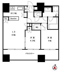 クラッシィスイート赤坂 11階2LDKの間取り
