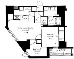 フレンシア菊川 10階2LDKの間取り
