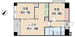 新川KSマンション 6階2LDKの間取り