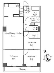 リバーシティ21新川 33階3LDKの間取り