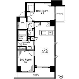神田リープレックス・リズ 5階2LDKの間取り