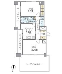 北品川アパートメント 9階2DKの間取り