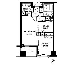 コクヨーレ日本橋 12階2LDKの間取り