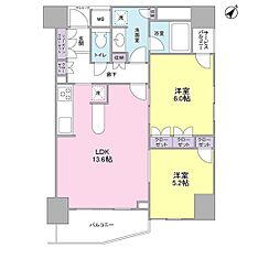 LaSante五反田 3階2LDKの間取り