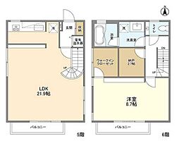 エストフルーヴ 5階1SLDKの間取り
