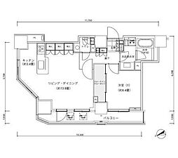 パークキューブ愛宕山タワー 27階1LDKの間取り