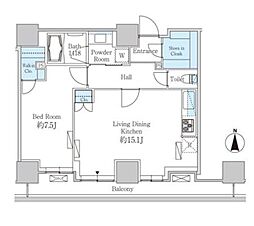ベルファース芝浦タワー 20階1LDKの間取り