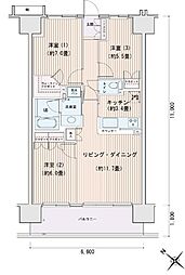 エスティメゾン豊洲レジデンスA棟 14階3LDKの間取り
