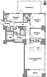 パークコート白金長者丸 7階3LDKの間取り