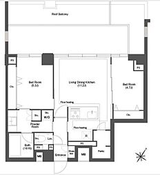 ディームス目黒行人坂 2LDKの間取図画像