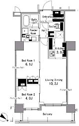 パークアクシス日本橋浜町 2LDKの間取図画像