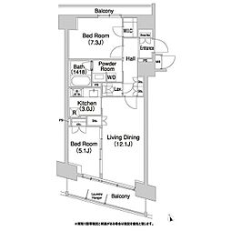 コンフォリア芝浦バウハウス 2LDKの間取図画像