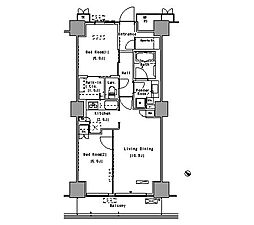 パークアクシス豊洲 2LDKの間取図画像