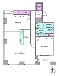 レジディアタワー麻布十番 2LDKの間取図画像