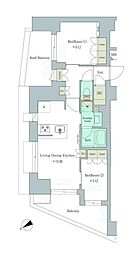 江東区深川2丁目マンション 2LDKの間取図画像