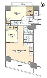 コンフォリア芝浦バウハウス 2LDKの間取図画像