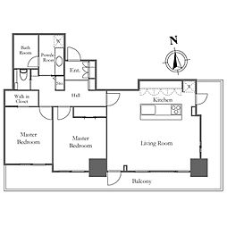 リエトコートアルクスタワー 2LDKの間取図画像