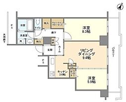 トルナーレ日本橋浜町トルナーレタワー 2LDKの間取図画像