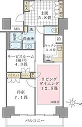 Brilliaist東雲キャナルコート 1SLDKの間取図画像