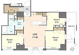 パークリュクス月島ステーションプレミア 3LDKの間取図画像