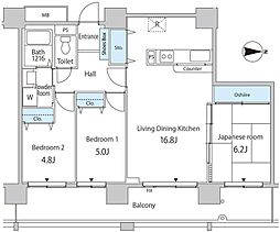 セルリアンホームズ勝どき 3LDKの間取図画像