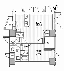 東神田テラスレジデンス 1LDKの間取図画像
