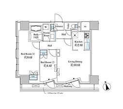 ベルファース芝浦タワー 2LDKの間取図画像