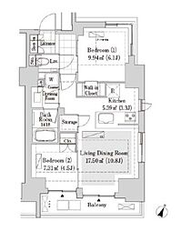 リブクオーレ神保町 2LDKの間取図画像