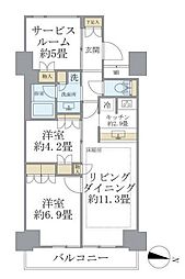 Brilliaist東雲キャナルコート 2SLDKの間取図画像