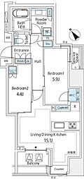 ミレアコート銀座プレミア 2LDKの間取図画像