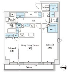 ラカーサ広尾 2LDKの間取図画像
