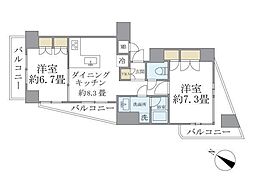 KDXレジデンス日本橋箱崎 2DKの間取図画像