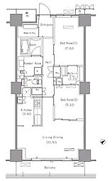 パークアクシス豊洲 2LDKの間取図画像