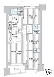 ザ・グランクラッセ日本橋イースト 3LDKの間取図画像