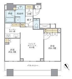 ブリリアタワーズ目黒サウスレジデンス 2LDKの間取図画像