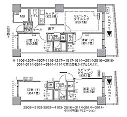 アクティ汐留 2LDKの間取図画像