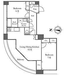 リバーシティ21イーストタワーズ2 2LDKの間取図画像
