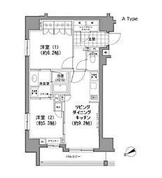 パークハビオ八丁堀 2LDKの間取図画像