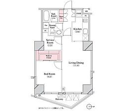 パークキューブ八丁堀 1SLDKの間取図画像