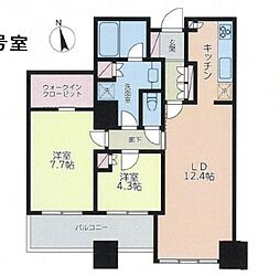 芝浦アイランドグローヴタワー 2LDKの間取図画像