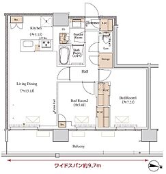 ブランシエスタ木場 2LDKの間取図画像