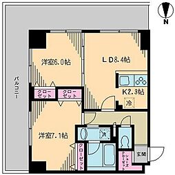 クレドラテース白河 2LDKの間取図画像