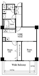 赤坂パインクレスト 2LDKの間取図画像