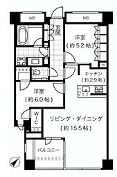 プレミスト赤坂檜町公園 2LDKの間取図画像