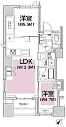フレンシア築地 2LDKの間取図画像
