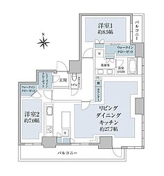 パークコート乃木坂ザタワー 2LDKの間取図画像