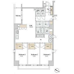 カスタリア人形町3 3LDKの間取図画像